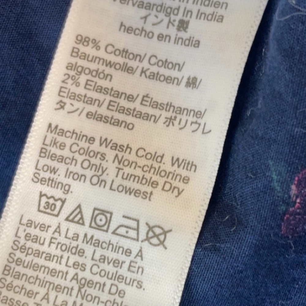 J. Crew Navy Poplin Shirt with Apple Print L - Picture 6 of 8